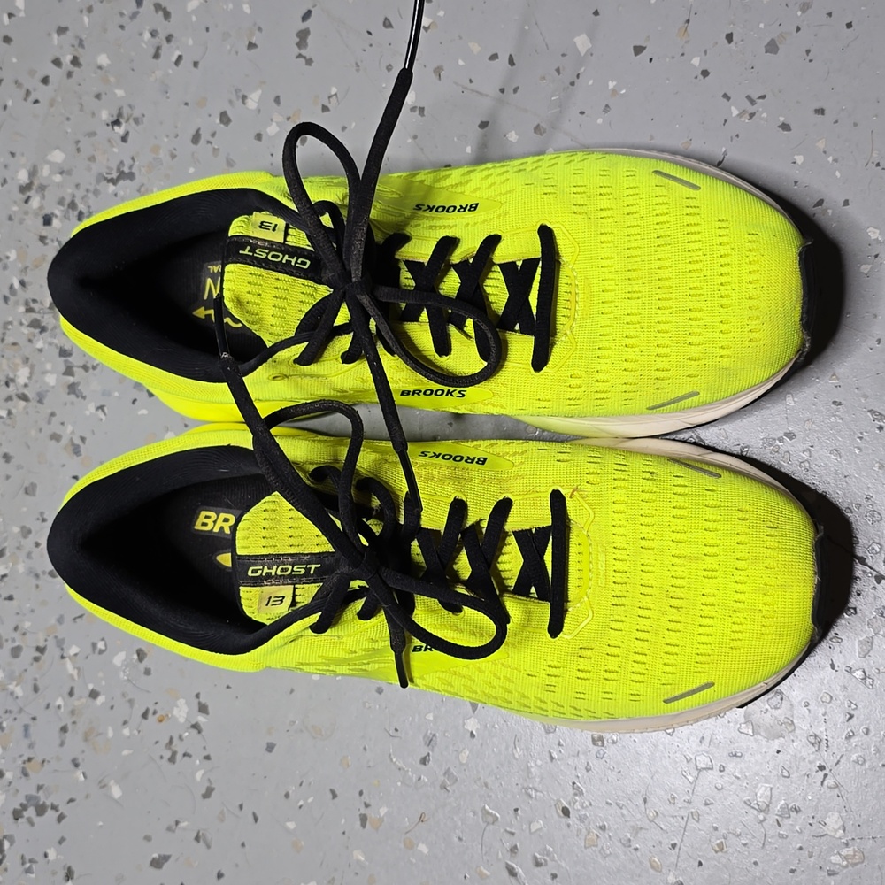 Brooks Ghost 13 Neon Yellow and Black Running Sneakers - Picture 6 of 9